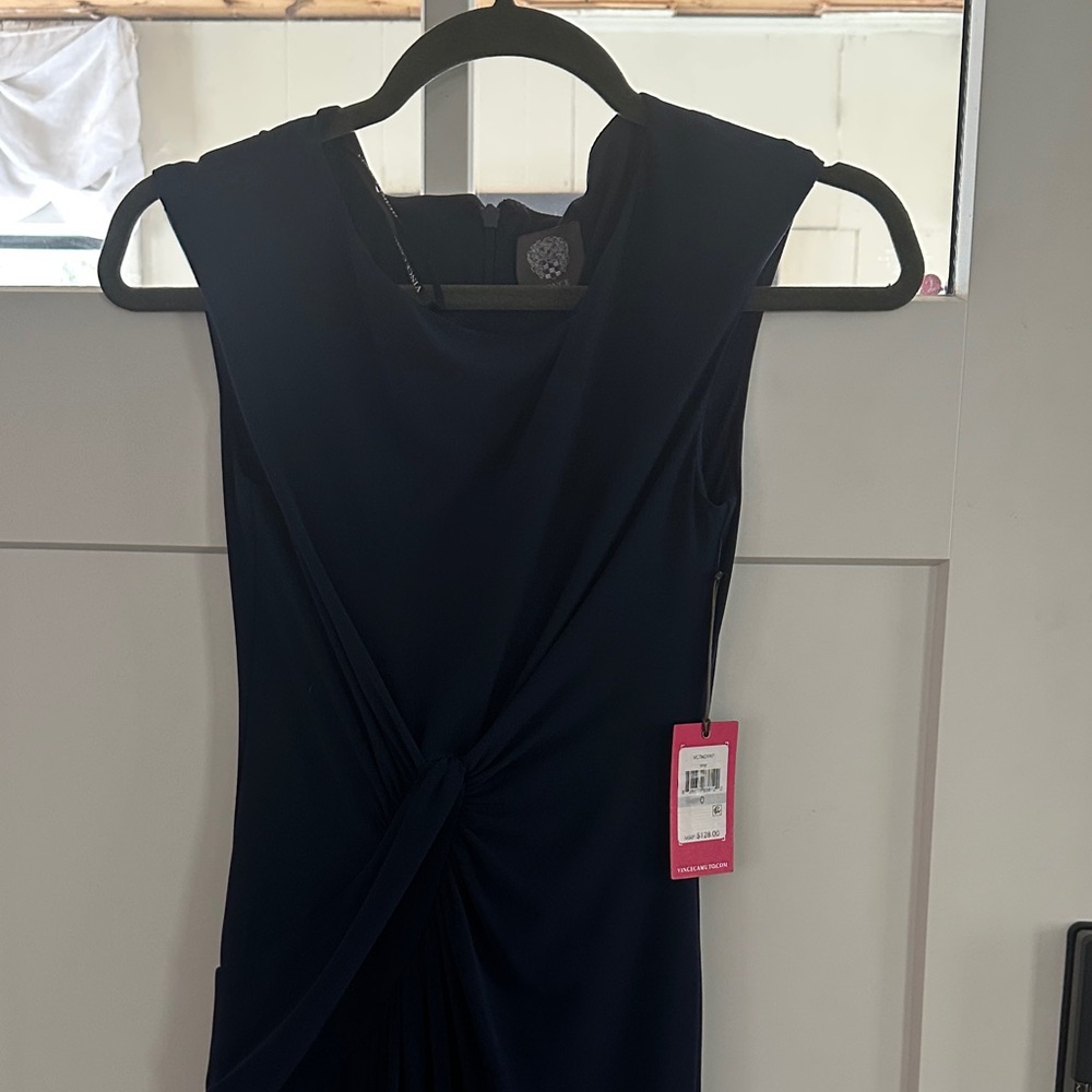 Vince Camuto Navy Twist-Front Midi Dress